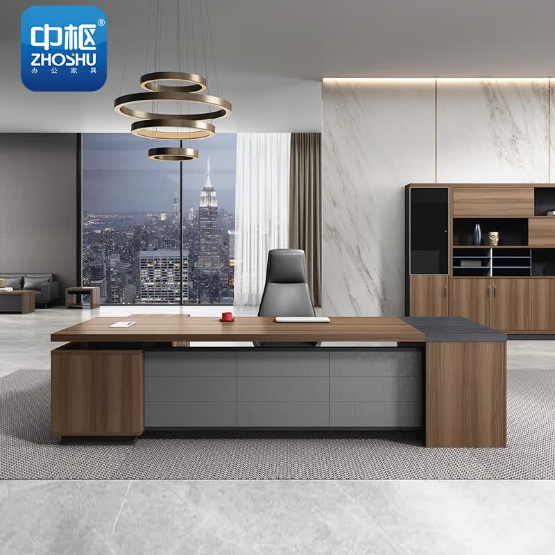 中枢老板桌办公桌办公室领导桌含副柜总裁桌办公家具班台2.4米
