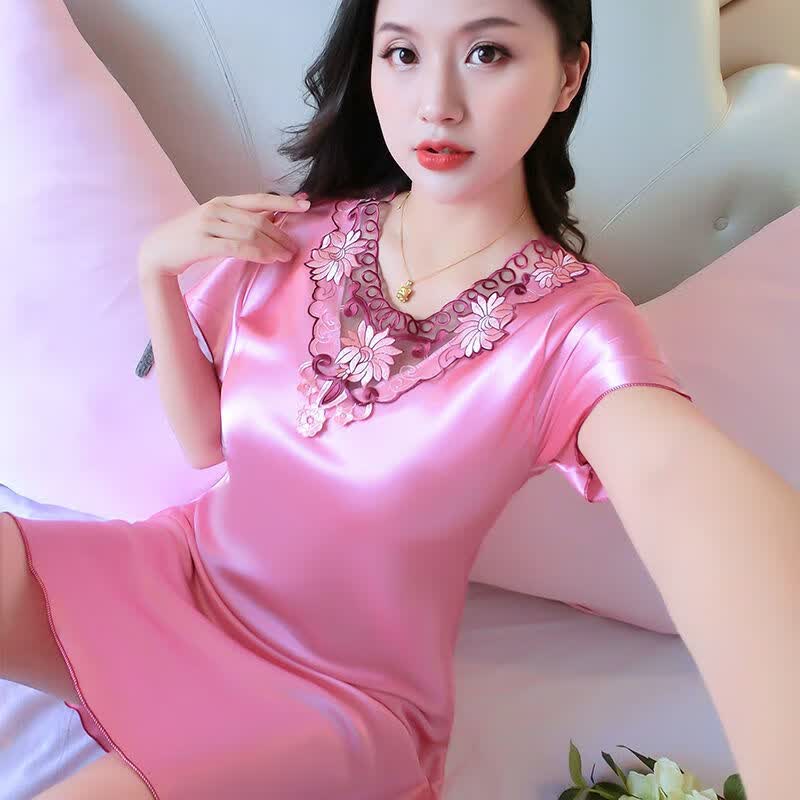 【女士夏季睡裙】吊带睡裙女士睡衣夏季夏天丝绸冰丝背心仿真丝薄款