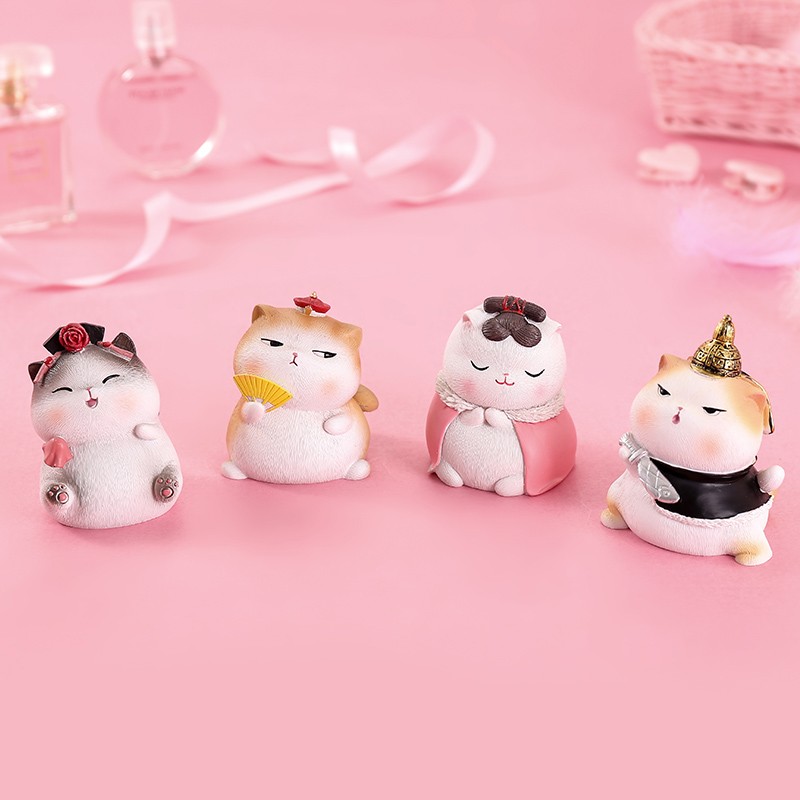 礼品送女生生日情人节礼物可爱办公室装饰品 故宫猫迷你摆件四个套装