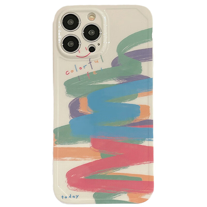 楠喆ins艺术彩色绘画水彩适用iphone15pro手机壳14promax苹果13pro