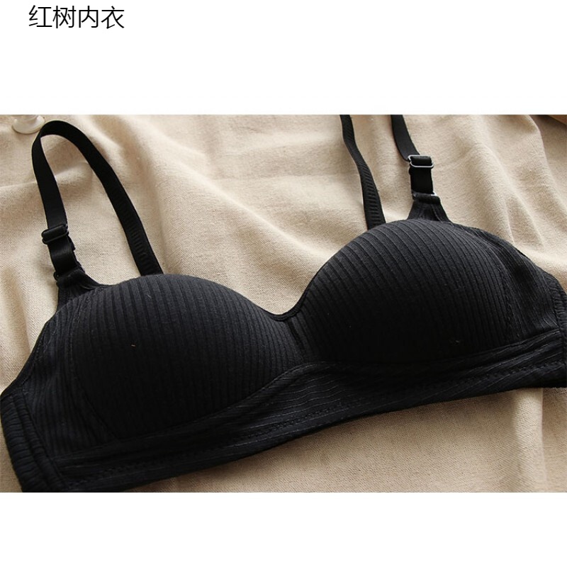 女无钢圈学生高中少女薄款聚拢小胸初中文胸内女衣运动型胸罩 黑色 32