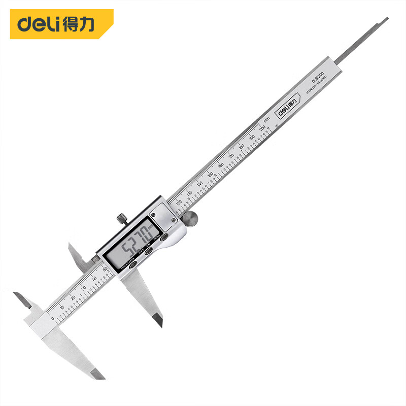 得力(deli)电子数显卡尺0-200mm 不锈钢四用游标卡尺数字高精度 dl