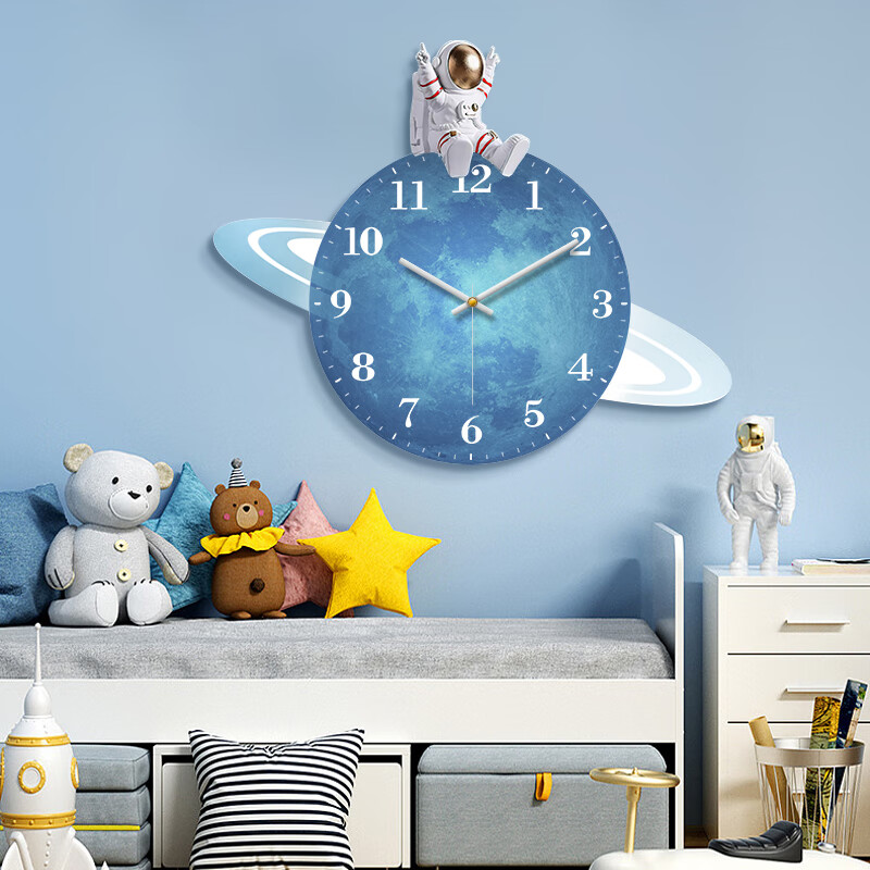 摩门（Momen）儿童挂钟 12英寸客厅时尚创意北欧卡通装饰LED灯挂墙挂表现代时钟