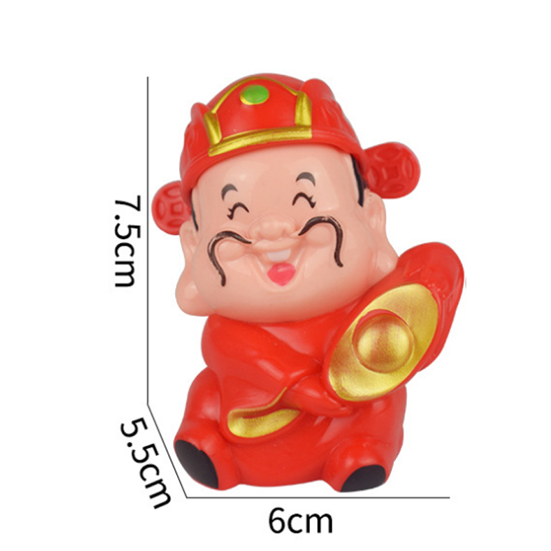 财神爷蛋糕装饰插件摆件插牌猫招手猫发财暴富生 塑料 (元宝)财神10个