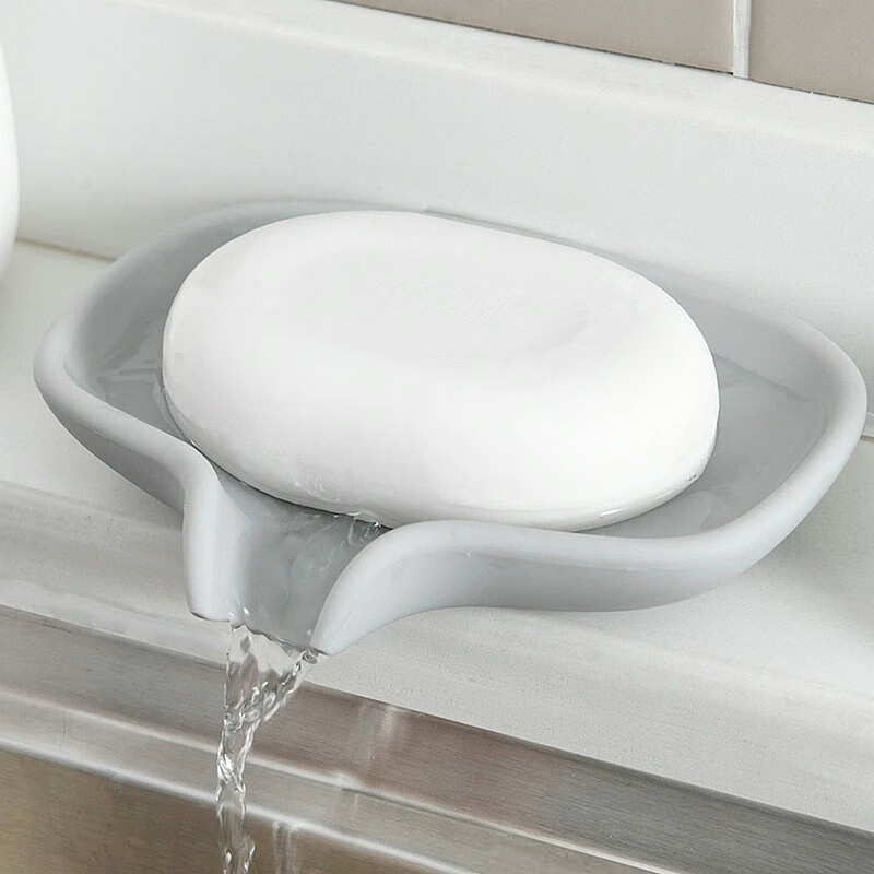 肥皂架 导流式香皂盒沥水硅胶肥皂盒家用创意浴室洗漱台防滑排水皂托 灰色