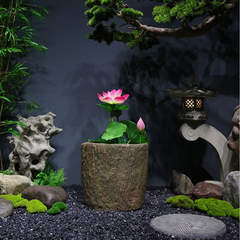 原艾户外花园池塘仿石缸水培荷花水缸老式鱼缸庭院园林小院子景观造景