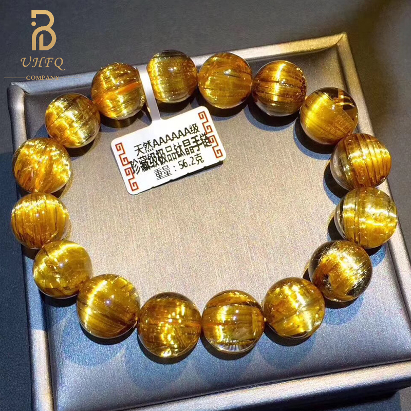 uhfq 水晶 金发晶手链女款手排 钛晶手串男貔貅108颗佛珠 7mm钛晶手链