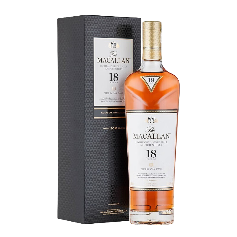 麦卡伦（MACALLAN）麦卡伦 MACALLAN 单一麦芽苏格兰威士忌斯佩塞洋酒雪莉桶爱丁顿 麦卡伦18年雪莉桶单桶700mL