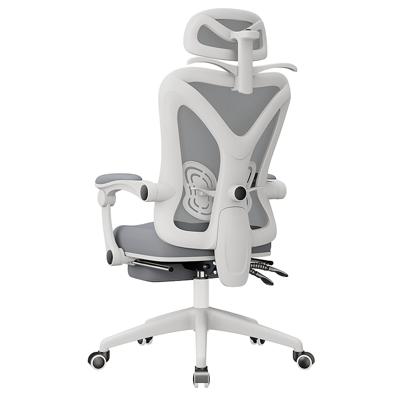 习格人体工学椅家用电脑椅可躺老板椅舒适久坐午睡办公座椅多功能转椅可调节电竞椅子 7011 灰色(高配款)-【155°可躺】-带搁脚&衣架