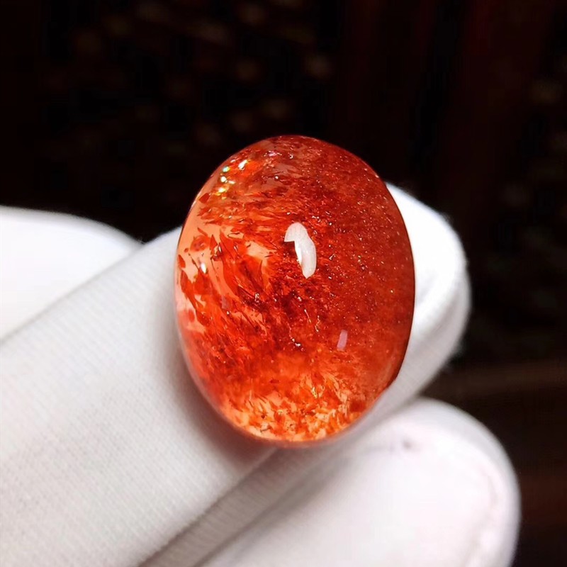 君政原矿金草莓晶戒面 原石无优化晶体干净 颜色非常红美 收藏价值高