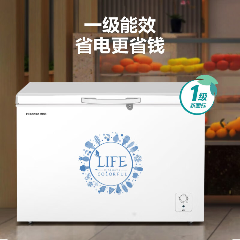 海信 (Hisense) 308升冰柜商用自营 大容量家用冷藏冷冻转换单温冷柜 一级能效厨房冰箱BD/BC-308NU/A