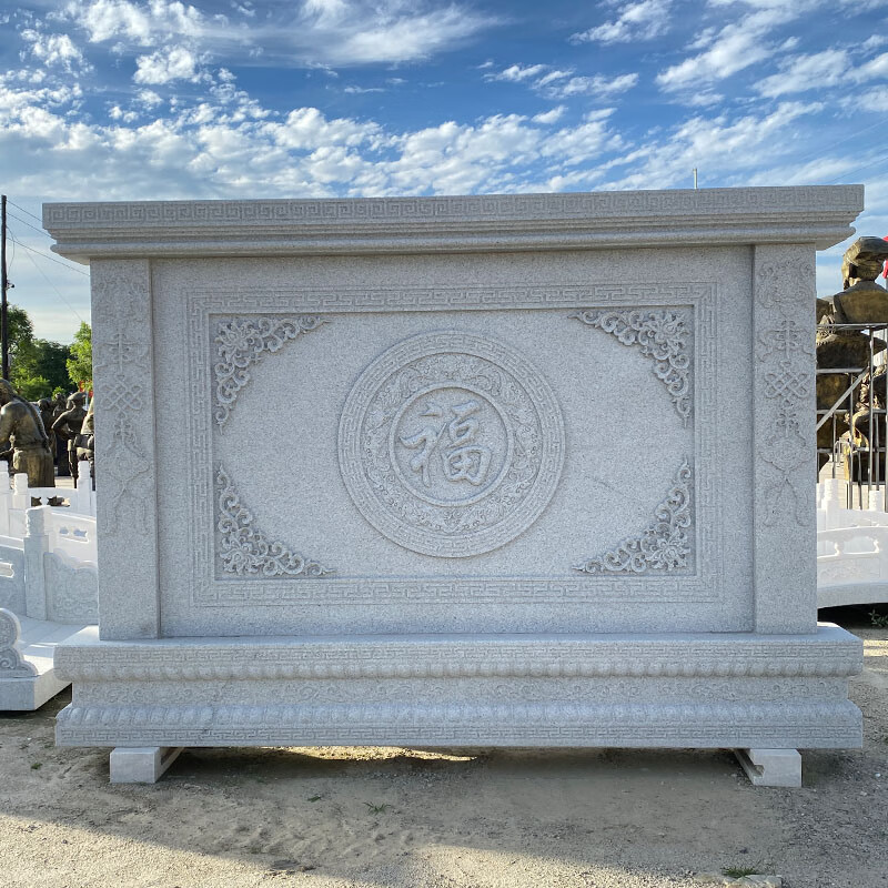 门福字照壁庭院迎客松屏风新中式浮雕地雕背景墙 花岗岩款式拿图询价