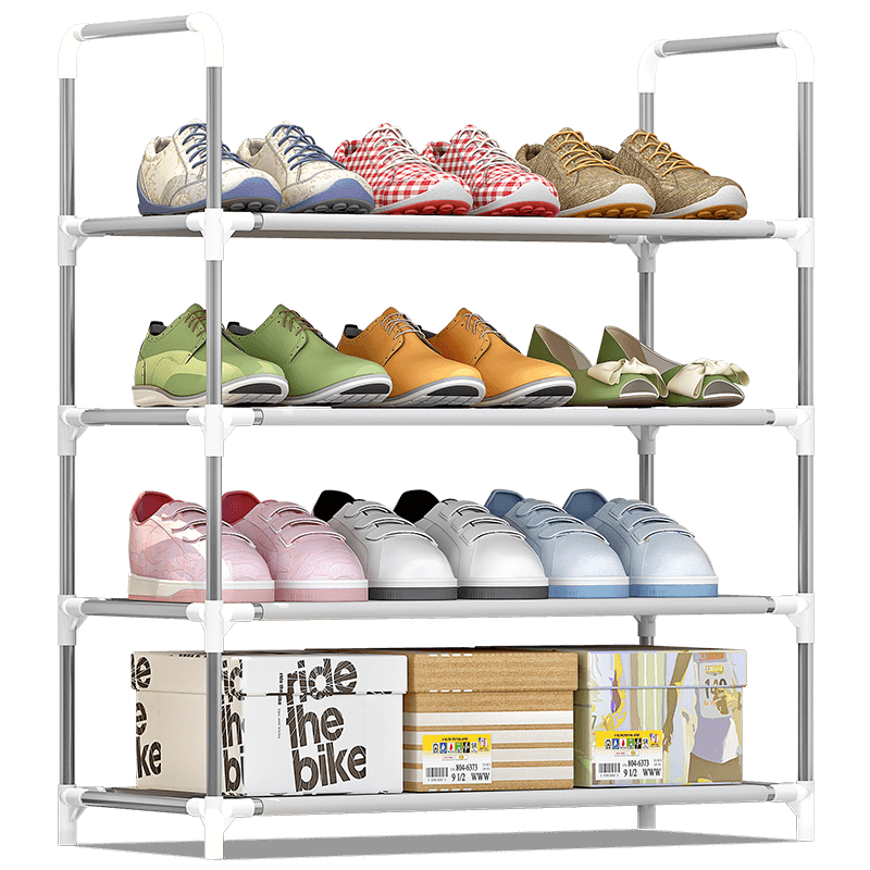 思故轩简易鞋架鞋架防锈钢管收纳架多层储物架置物架层架家用小鞋架子组合防尘xj-A04 银灰色