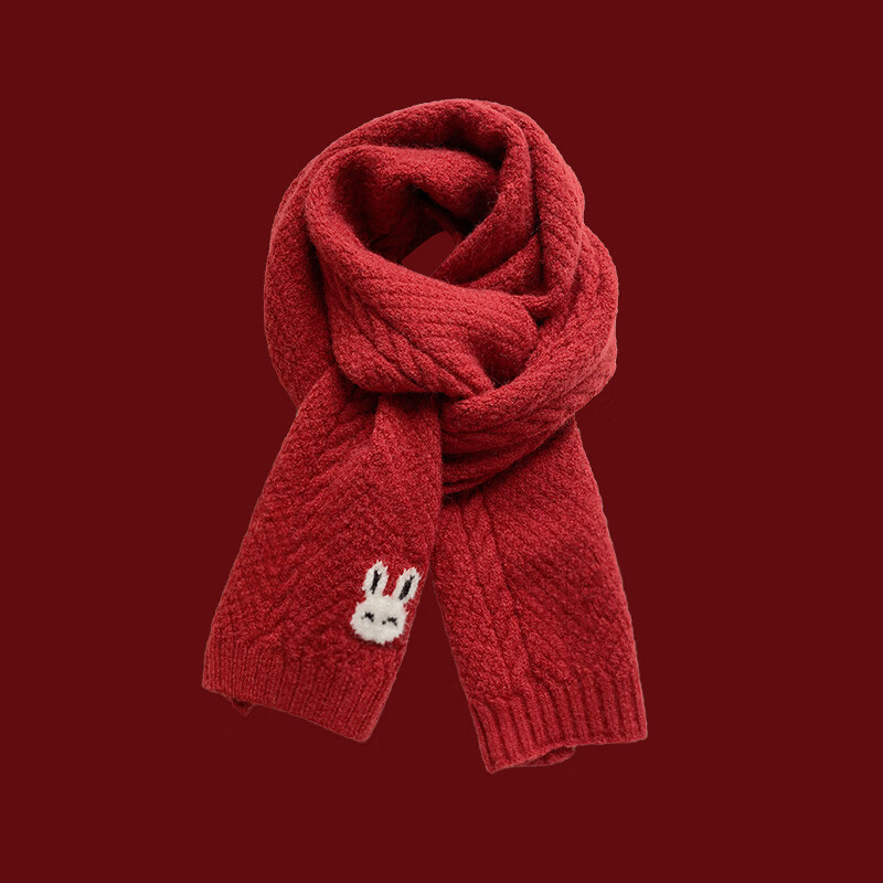 咖秋(kaqiu)可爱小兔子针织围巾女韩版百搭秋冬季加厚保暖ins潮短款