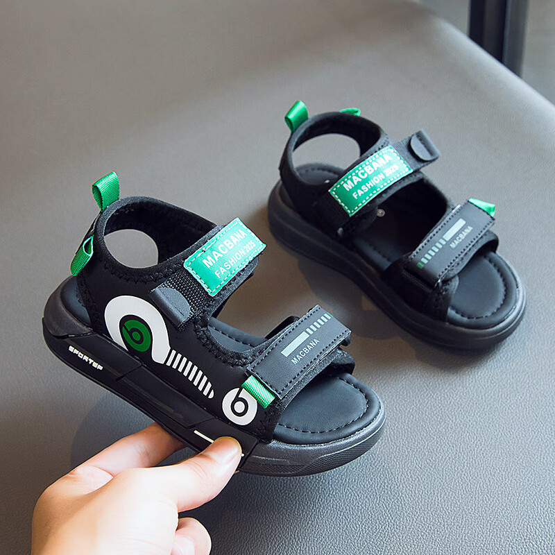 茉馥男童凉鞋2024夏季儿童鞋子软底中大童宝宝小男孩沙滩鞋潮 黑色 26