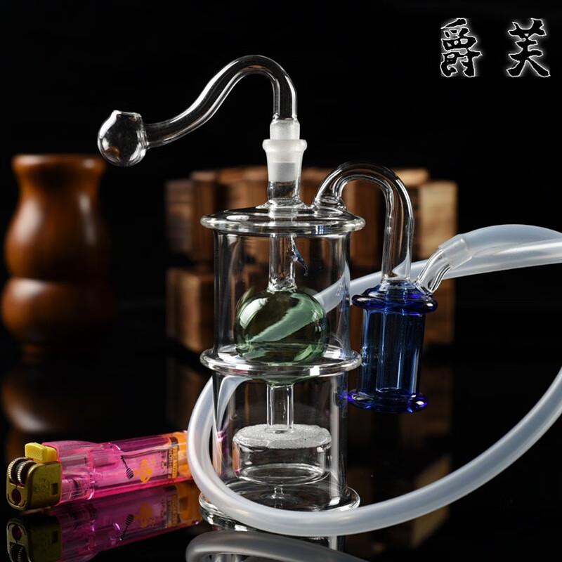 爵芙连体双重过滤玻璃水烟壶 静音水烟壶全套 循环型烟嘴 壶壶全套