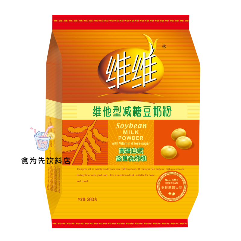 维维豆奶粉维他型豆奶家庭装原味豆浆粉代早餐冲饮品 袋装 280g 1袋 维维豆奶