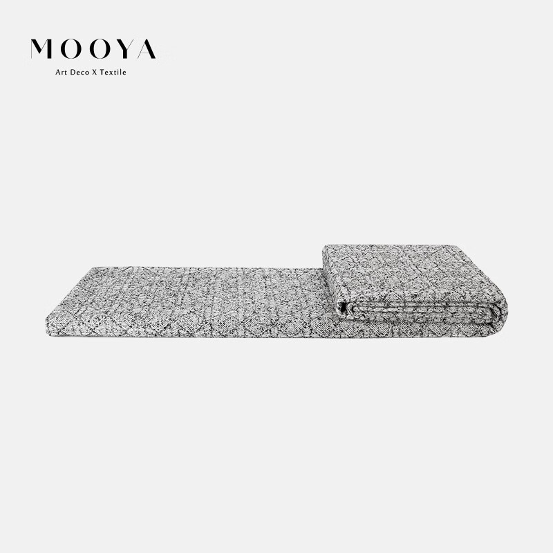 MOOYA ART DECO X TEXTILE简约现代灰色几何线条肌理搭毯/样板间客厅沙发毯卧室床尾毯 灰色早晨T097 70X240cm