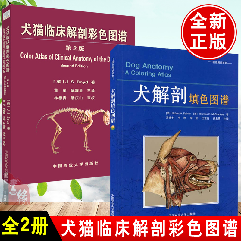 【全2册】犬猫临床解剖彩色图谱 犬解剖填色图谱小动物解刨学图解犬