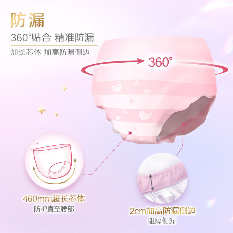 高洁丝蜜桃小姐透气安睡裤安心裤L号臀围85-105cm夜安裤裤型卫生巾 L 30条 100-140斤