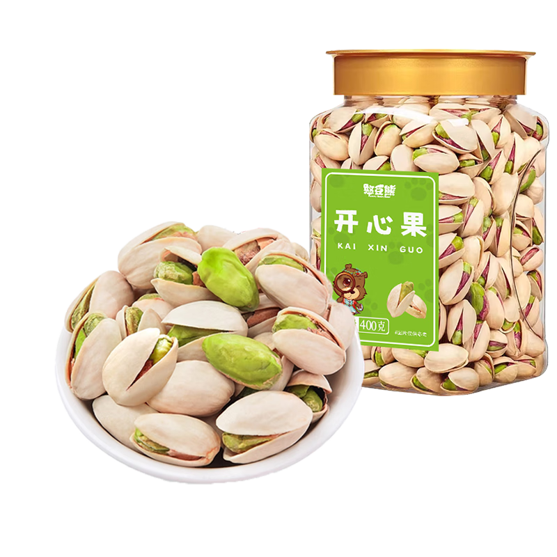 憨豆熊本色开心果 无漂白原色大颗粒微咸年货休闲食品孕妇零食  特大颗粒：本色无漂白开心果400g*1罐