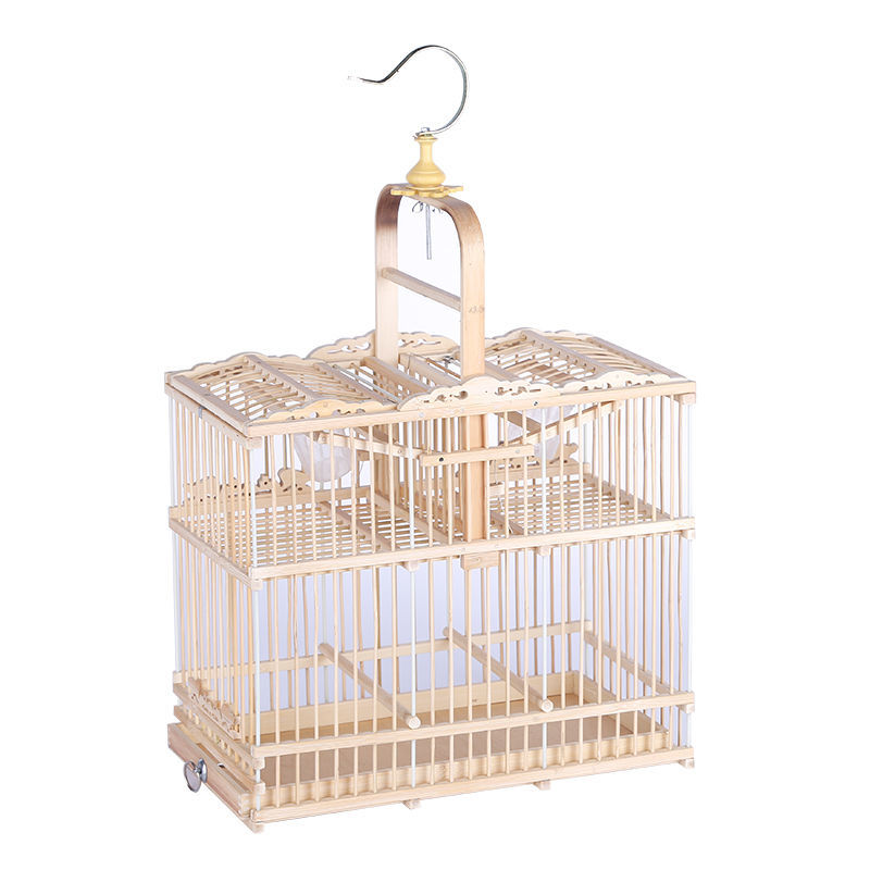 久聚和鸟用机关笼拍笼踏笼打笼翻滚笼紫竹鸟笼自锁鸟笼竹制 原色秀眼