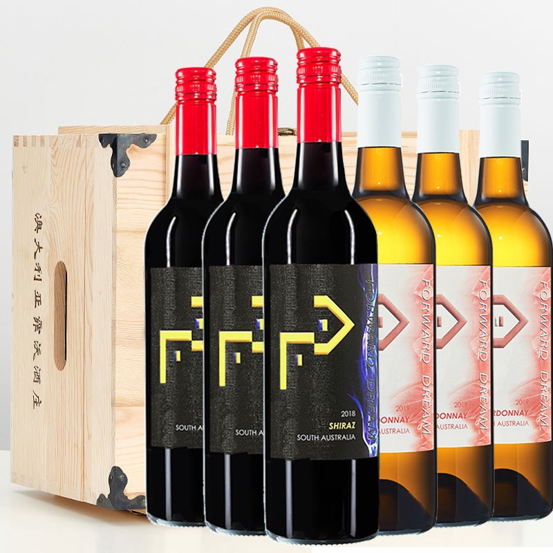 澳大利亚原瓶进口红酒750ml霏沃（Forward Dream）澳洲干红葡萄酒礼盒整箱6瓶装 特酿+霞多丽6支方形礼盒装