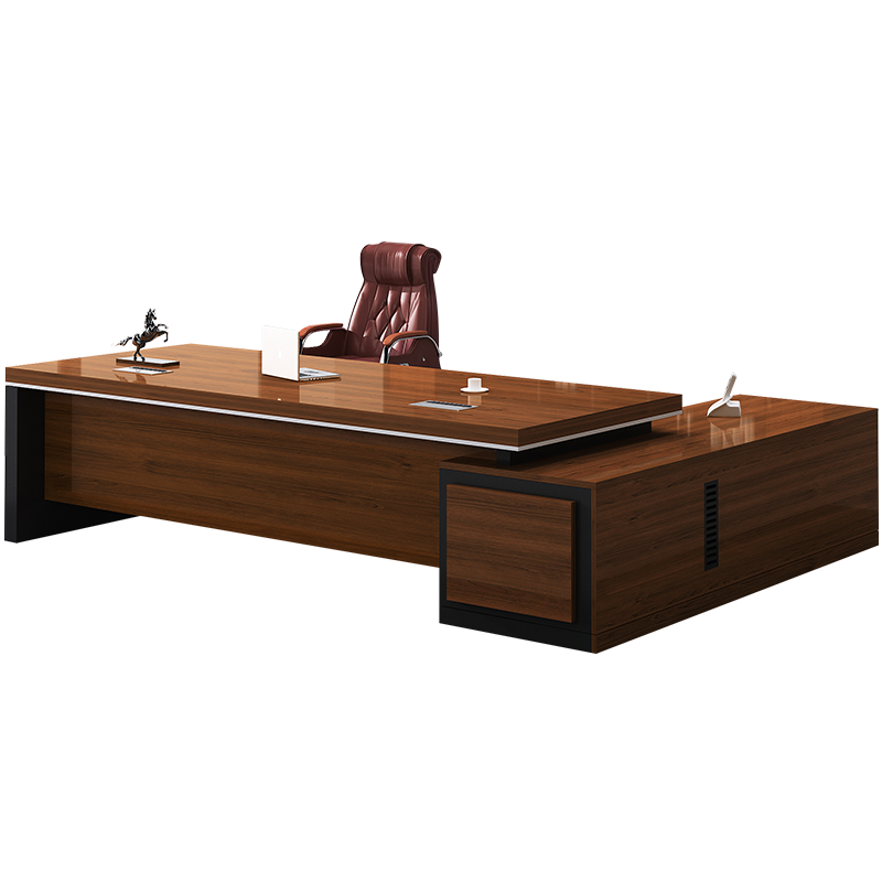 圣黎 办公桌经理桌总裁桌简约现代板式办公家具桌椅组合大班台老板桌1.6*0.8米桌带侧边柜