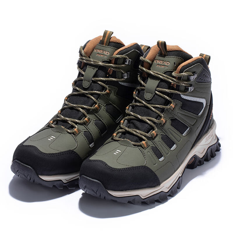 探路者(TOREAD)登山鞋24秋冬新款高幫防滑戶外運動徒步鞋男TFBBCM91962 軍綠黑色 44
