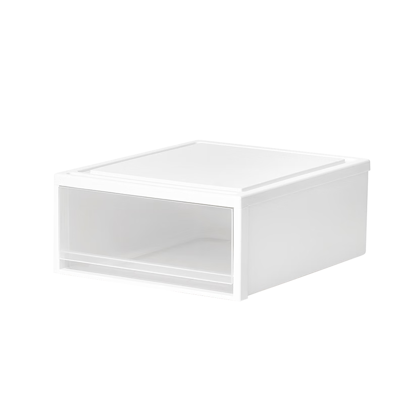 天馬天馬收納箱抽屜式收納盒收納抽屜衣服玩具儲物整理箱組合式抽屜柜 FE39 米白色 1個裝45x39x18cm