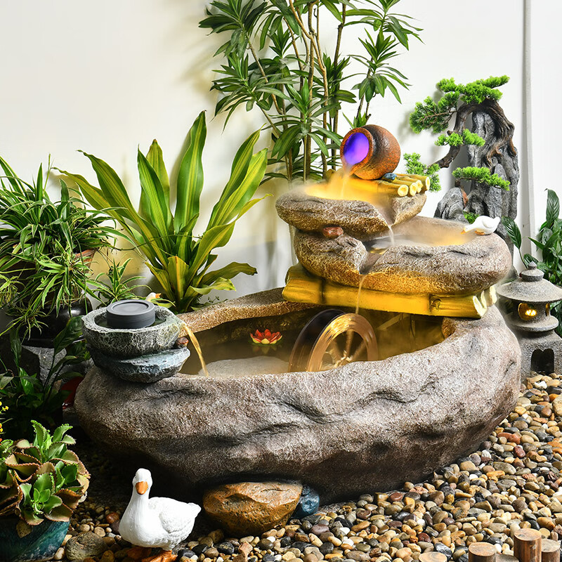 土宫假山喷泉流水景观鱼缸户外水车循环花园庭院露台阳台造景装饰摆件