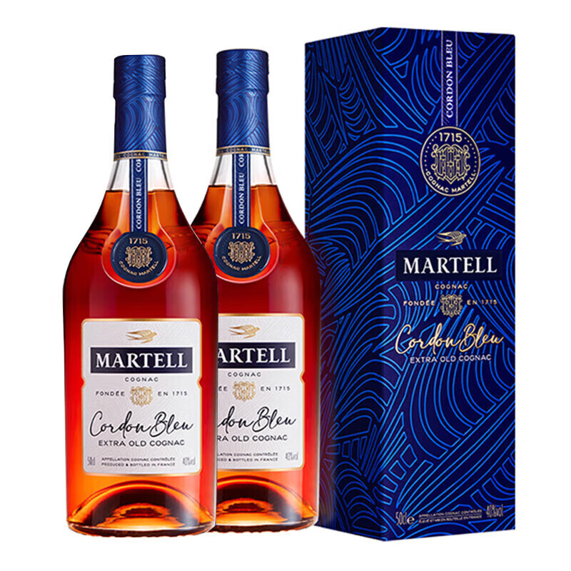 马爹利(martell) vsop 干邑白兰地 洋酒 法国进口 蓝带 350ml 2瓶
