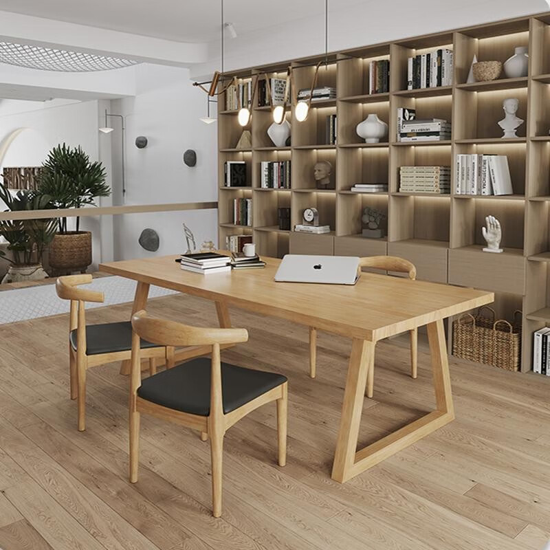bui 简约实木客厅长书桌家用桌写字长条办公室学习电脑桌工作台餐桌