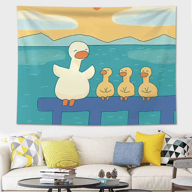 康童可爱鸭子背景布ins挂布墙布系宿舍房间改造少女心装饰布挂布 -a20
