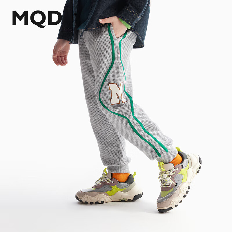 马骑顿（MQD）MQD童装男童裤子2024秋季中大童时尚百搭卫裤儿童运动休闲裤 浅麻灰 130