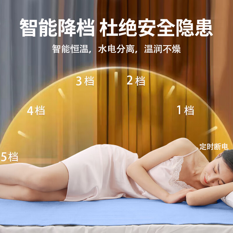 贵人梦 水暖电热毯双控加大调温家用安全水循环电褥子智能定时断电 高低档长1.8米*0.9米宽单控