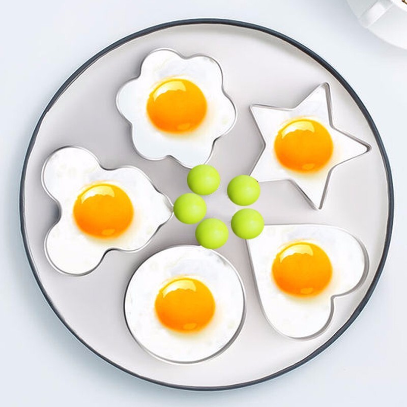 不锈钢煎蛋器5个装 爱心煎蛋器早餐烘焙模型 心形煎蛋器小工具（每个款式发一个）