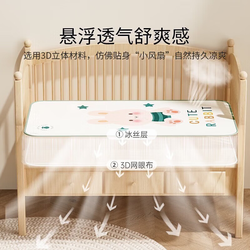 英氏（YEEHOO）婴儿凉席儿童凉席幼儿园午睡冰丝凉席新生儿床垫-国宝熊（大号）