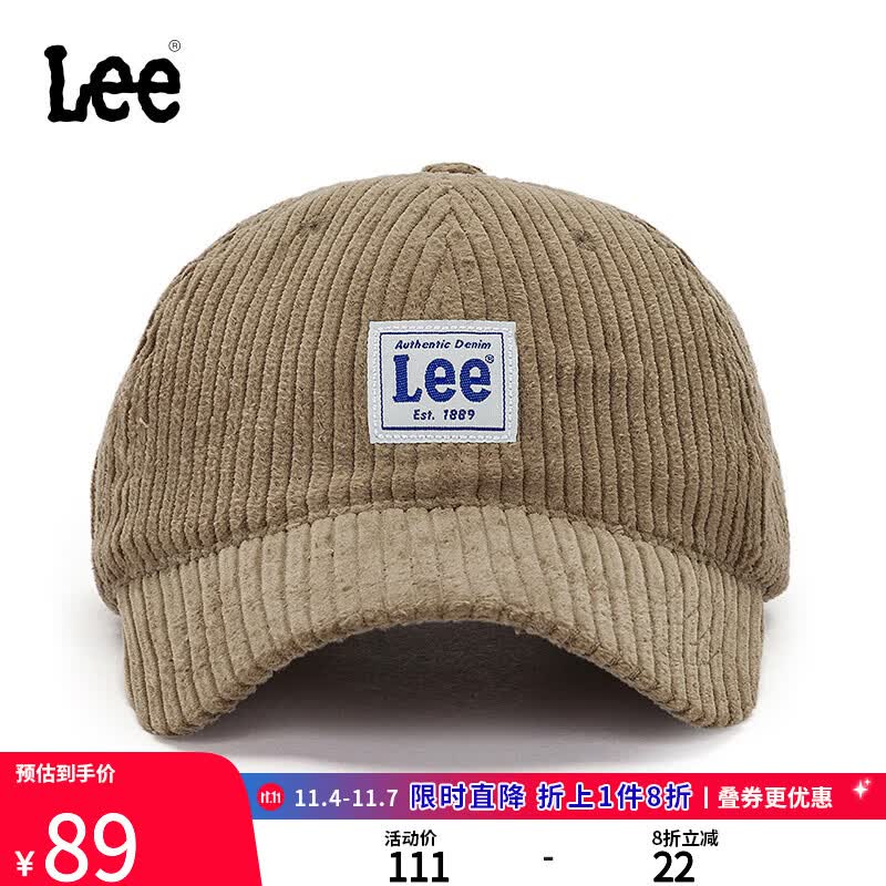 Lee韩国设计灯芯绒LOGO男女同款时尚潮流休闲棒球帽LUA00648多色 驼色 F怎么看?
