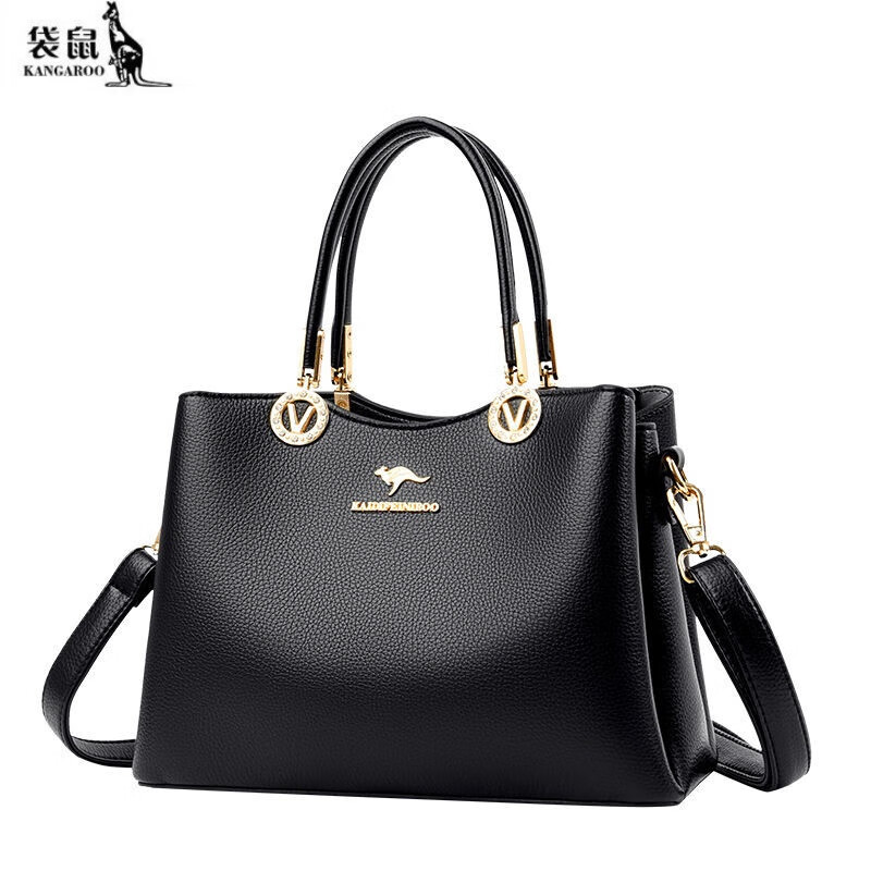 袋鼠(kangaroo)轻奢品牌包包女新款潮简约真皮斜挎包简单女士大气手提
