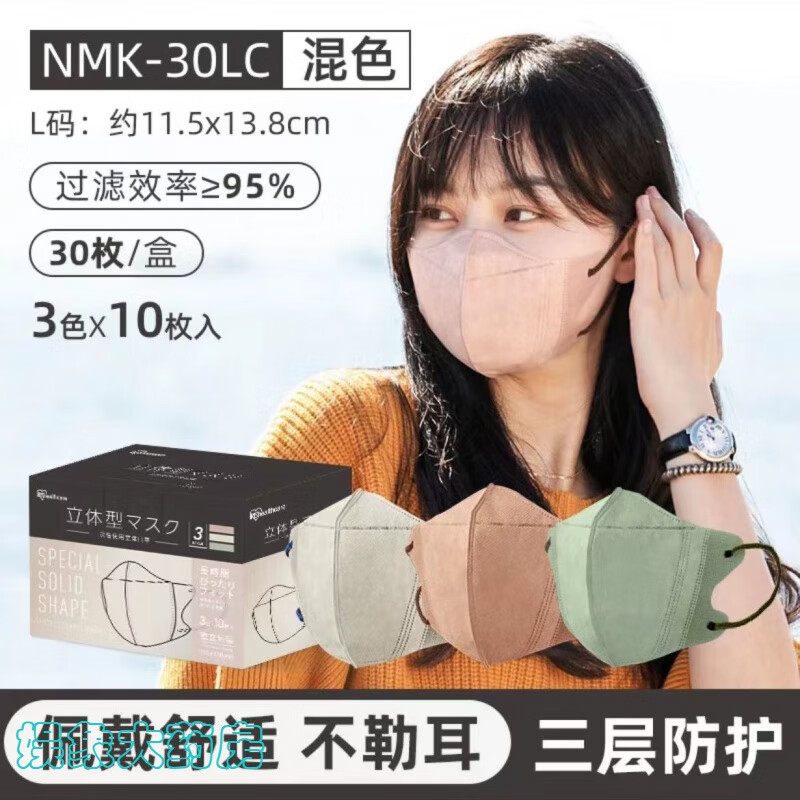 3d立体口罩爱丽丝盒装小颜独立包装透气现货 iris 特殊立体30枚 均码