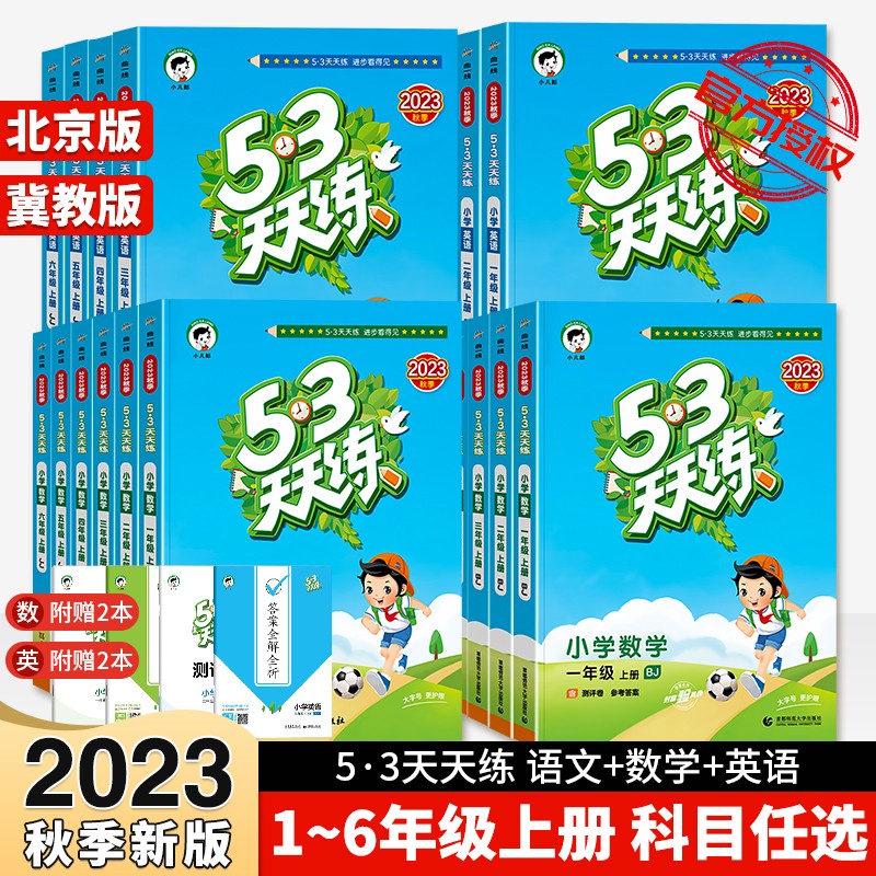 【年级版本可选F/9】2023新版53天天练北京版冀教版曲一线小学同步训练练习册五三5.3天天练5+3练习题教辅资料书 全2册 1级 练习+教程