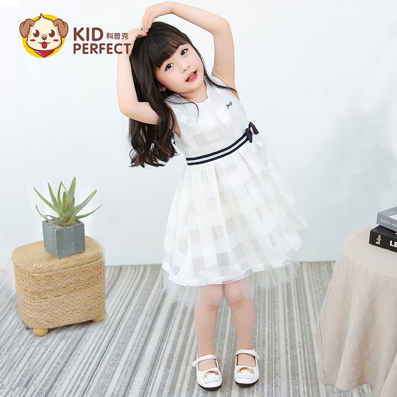 【庆奥运】KID PERFECT童装女童连衣裙公主裙子白纱裙夏季新品 白色网纱裙 110码