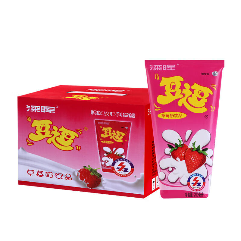 食芳溢深晖豆逗学生早餐奶整箱200ml*16盒草莓牛奶酸味奶奶乳酸饮料