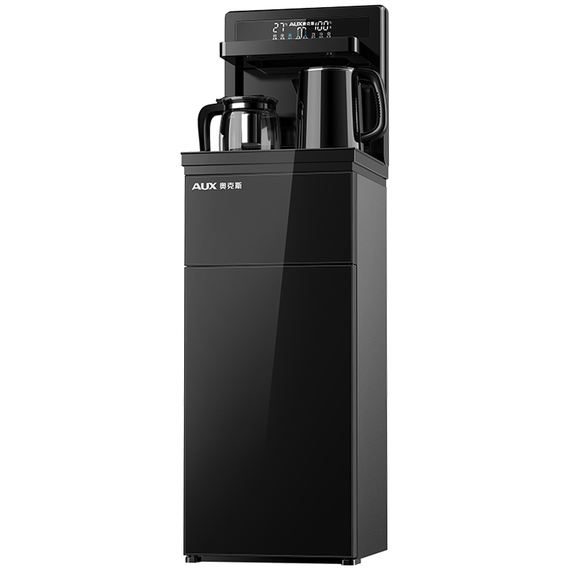 奥克斯（AUX） 茶吧机 免安装家用多功能智能遥控双出水口可折叠下置水桶立式饮水机 高端遥控可折叠黑色冷热型