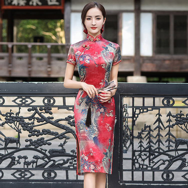 纤晟伊2022夏季新款旗袍时尚少女连衣裙大码妈妈女装演出服批发国风