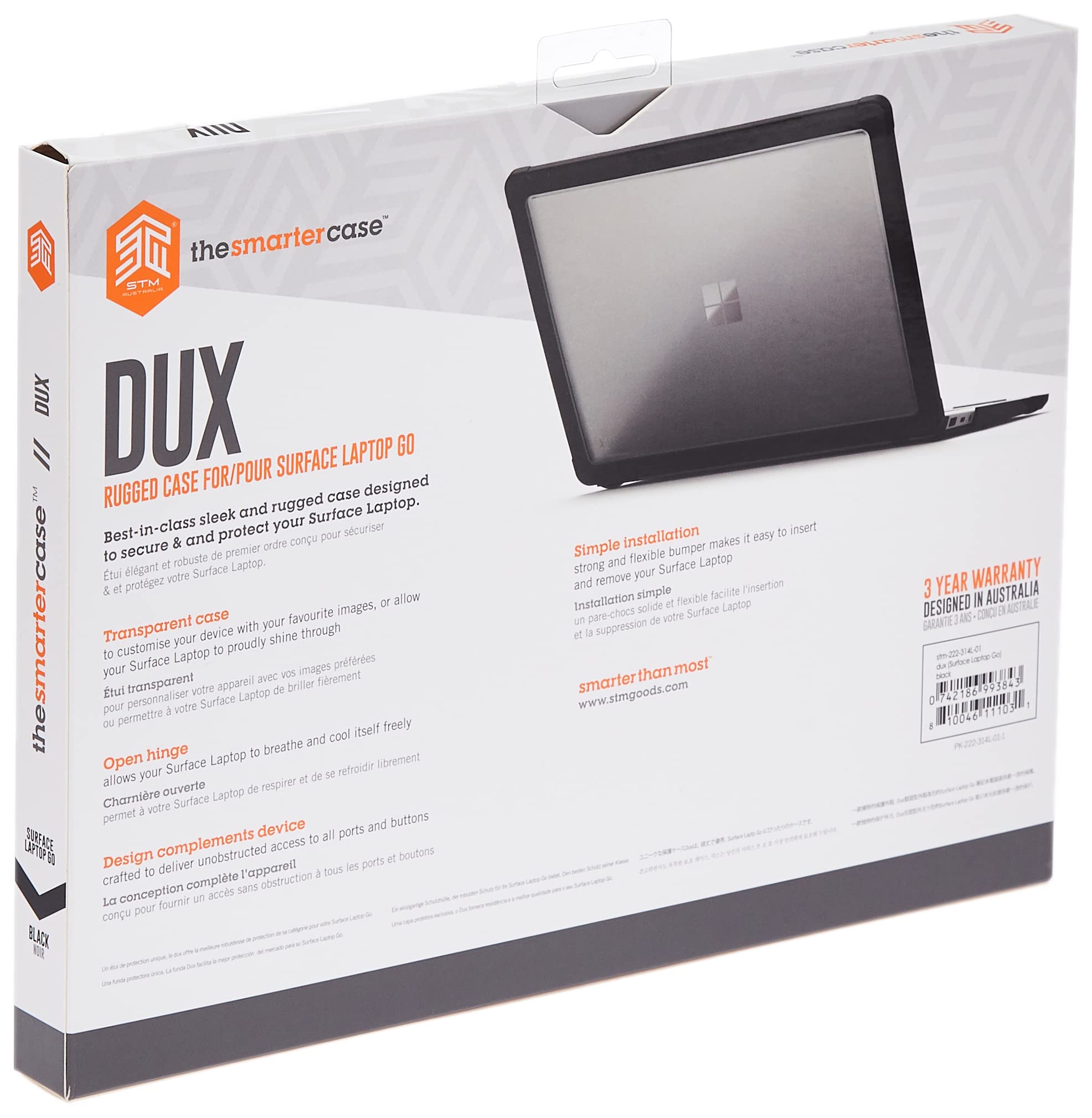 STM Surface笔记本电脑Go保护壳 PC透明轻薄防摔保护套 支持Surface笔 成人款黑色电脑配件