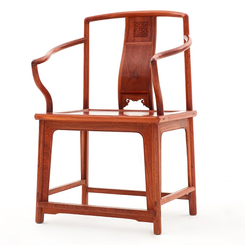 木果果木 红木家具 缅甸花梨(学名:大果紫檀)明式南官帽椅三件套组合 