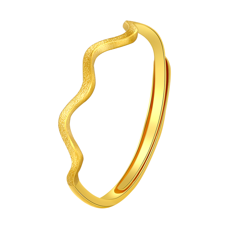 金至尊（3D-GOLD)黃金戒指女磨砂水波紋活口999足金送女朋友老婆生日禮物計(jì)價(jià) 金重1.02克（配珠寶禮盒）