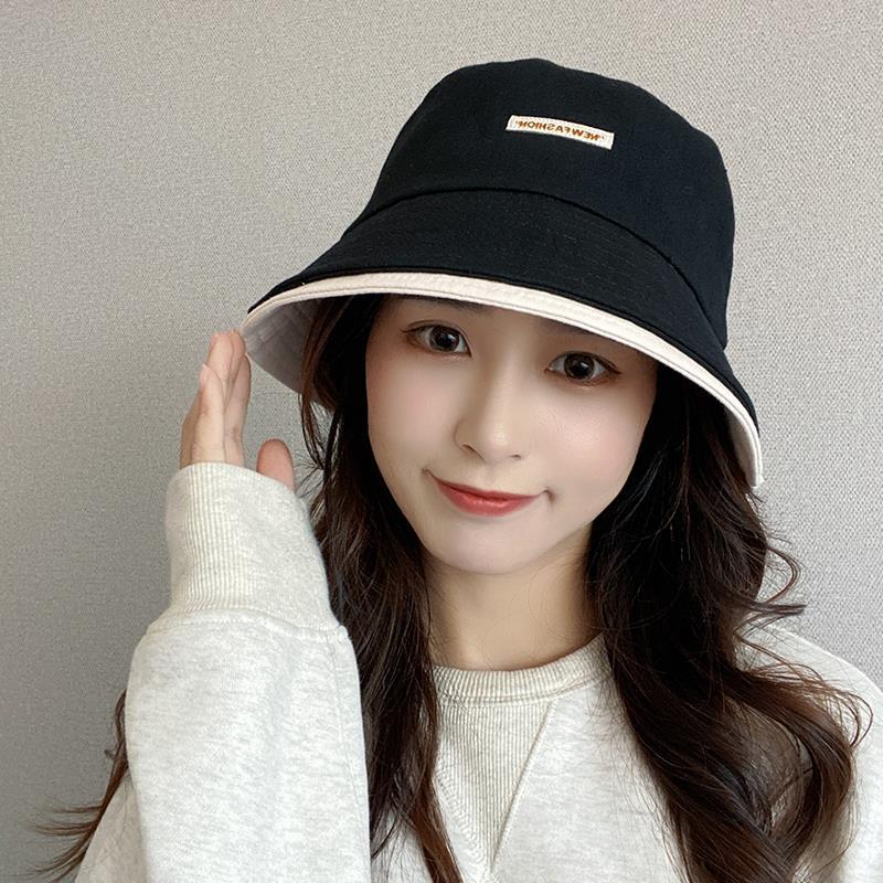 UKCF春秋帽子女韩版百搭字母渔夫帽女潮牌夏季出游休闲遮阳盆帽 黑色渔夫帽 M(56-58cm)